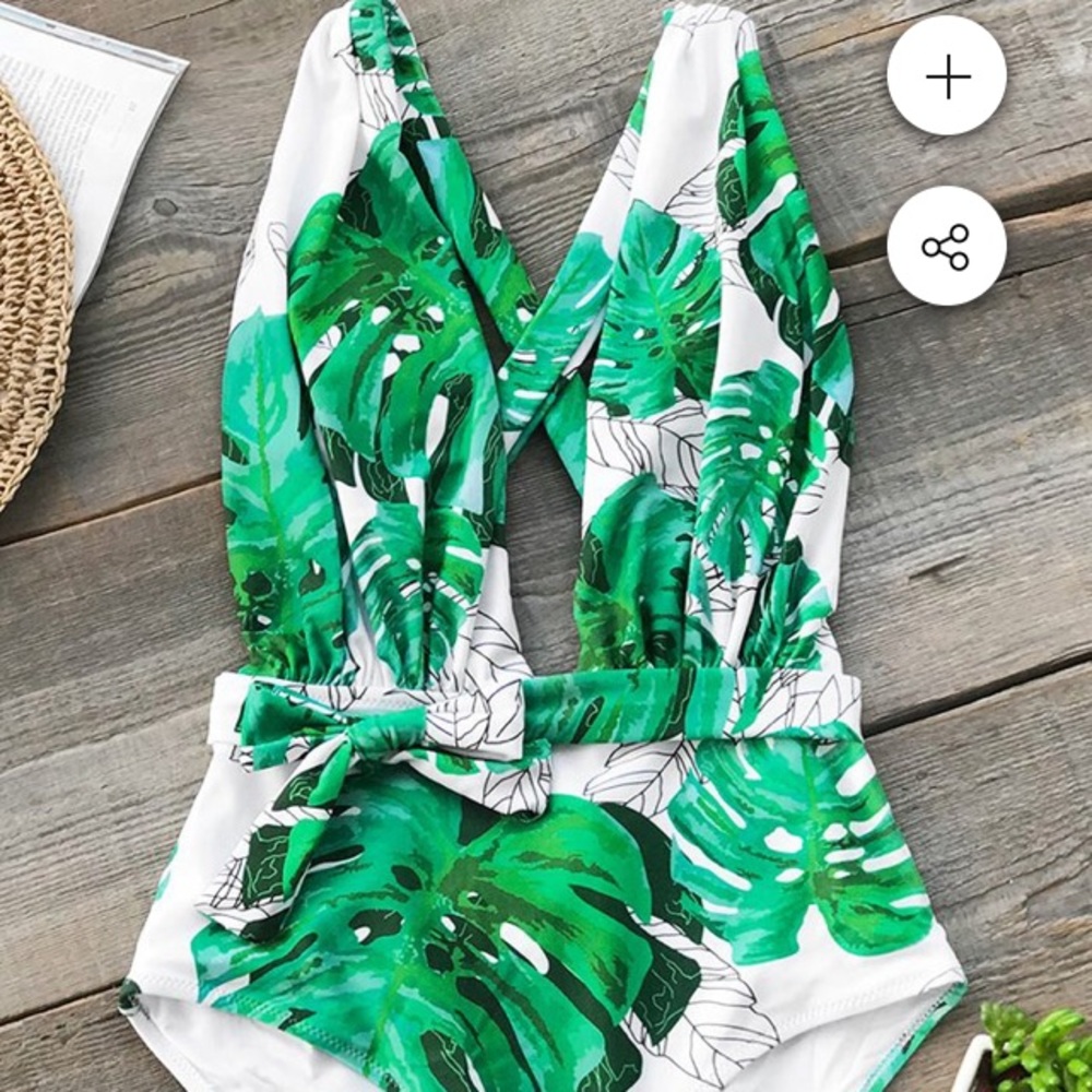 Cupshe BACK CROSS MONSTERA ONE-PIECE SWIMSUIT